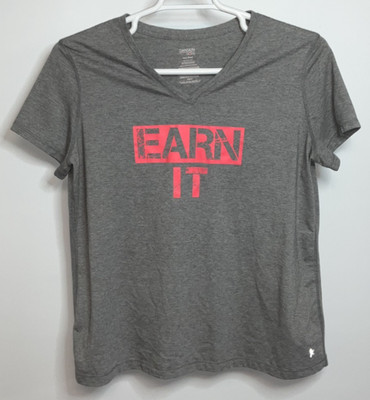 Earn It Short Sleeve T-Shirt Women's 2XL Gray