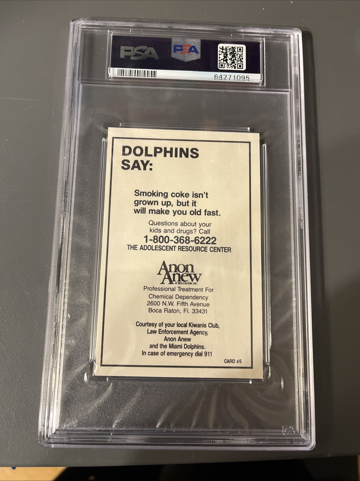 1986 DOLPHINS POLICE #5 DAN MARINO DOLPHINS HOF PSA 10 view 2