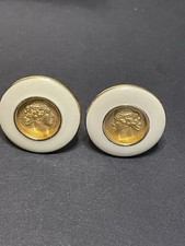 Vintage Gold-Tone Roman Coin Cluster Statement Clip-On Earrings — listing 4