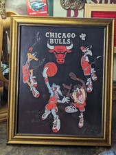 Looney Tunes Chicago Bulls Vintage Basketball Print Framed Carnival Prize 10"x6"