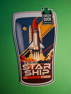 GREEN DUCK brewery STAR SHIP real ale beer pump clip badge space shuttle image
