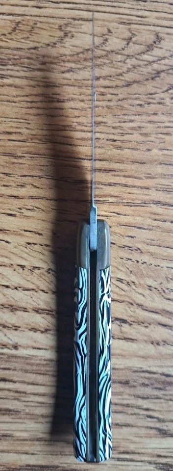 Laguiole Mini Pocket Knife Black And White Handle W/Brass Bolster Sharp! - Image 3 of 4