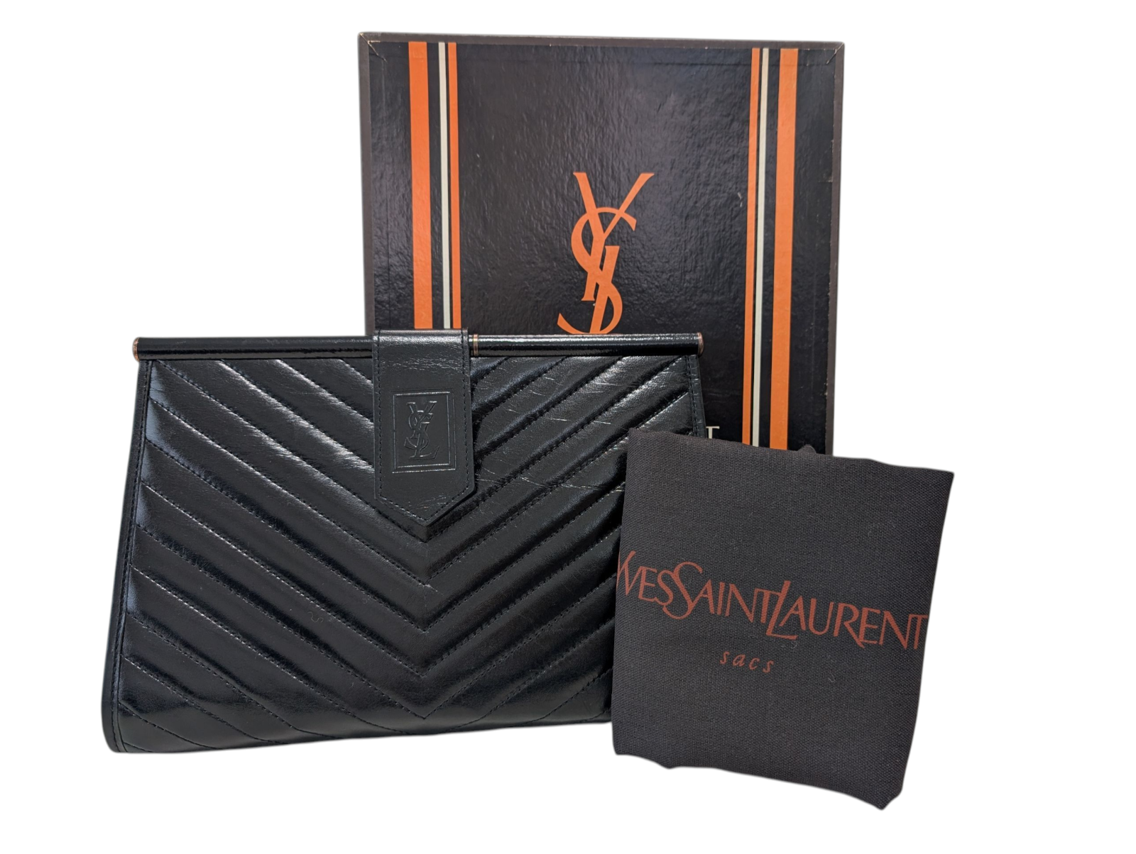 Borsa pochette s borsa Yves Saint Laurent pelle nera vintage YSL autentica