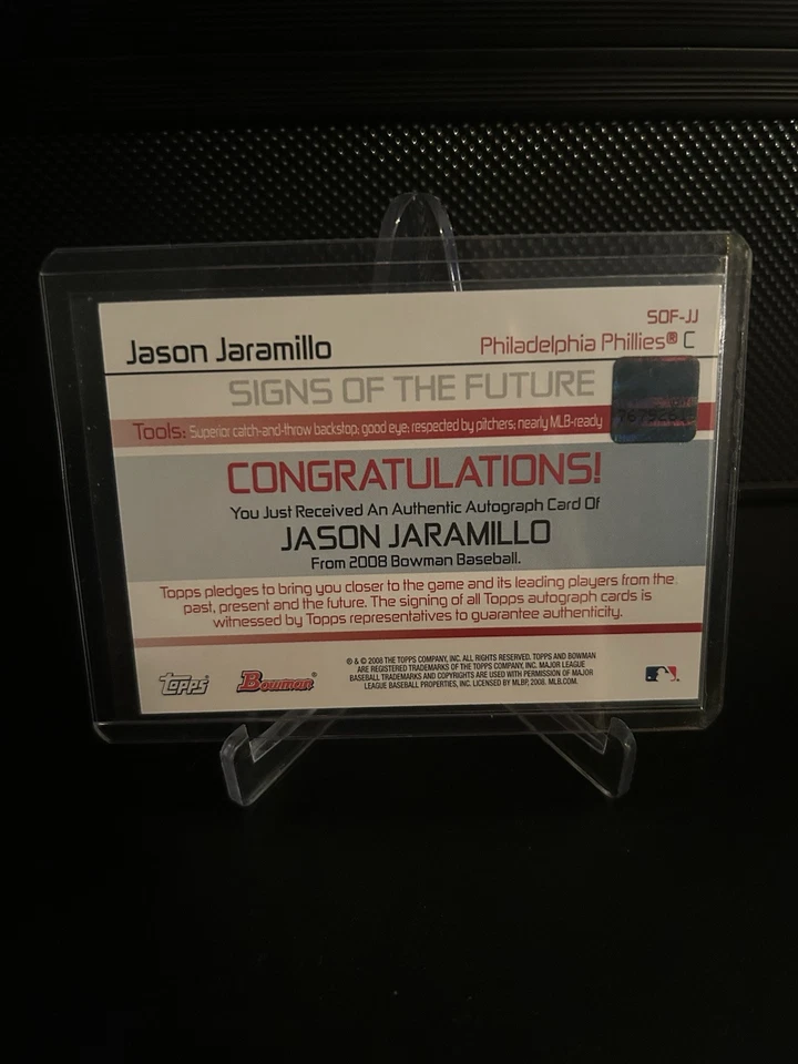 2008 Bowman Signs of the Future Jason Jaramillo #SOF-JJ Auto - Image 2 of 2