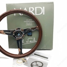 Nardi Classic 360mm Mahogany Wood Steering Wheel With Silver Chrome Finish