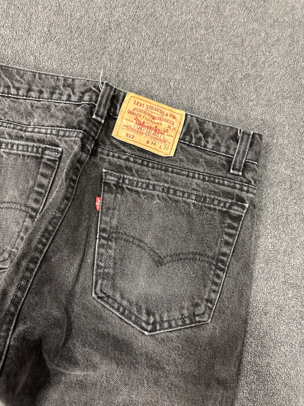 Vintage Levi’s 512 Men’s 34x32 Straight Leg Jeans Black Wash USA Made 90s thumbnail 2