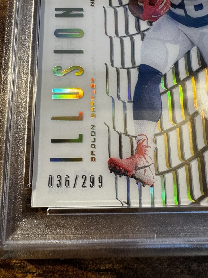 2018 Panini Illusions Saquon Barkley #ILL-SB (RC) -Illusionists Gold /299 PSA 10 - Image 3 of 4