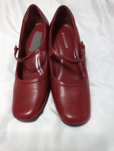 Naturalizer Red Leather Wedge Mary Jane Loafers Women's US Size 8 M - Picture 2 of 11