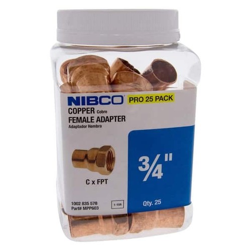 Everbilt 603 3/4 in x 3/4 in Wrot Copper X FIP Female Adapter Pro Pack (25-Pack)
