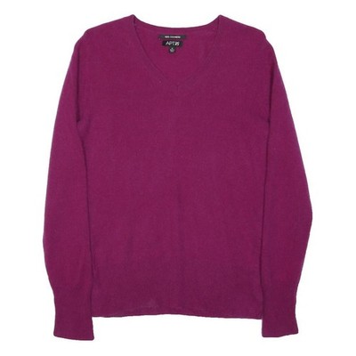 APT.9 Kaschmirpullover Damen lila uni V-Ausschnitt M weicher Strick bequeme Passform