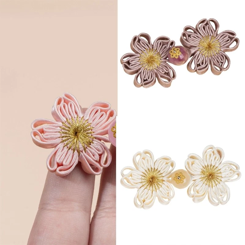Flower Shape Fabric Cheongsam Button Decorative Knot Buttons Sewing Fasteners - Image 2 of 4