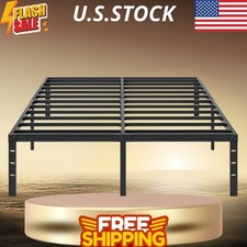 King Size Metal Bed Frame 14" Tall - Heavy Duty Platform Mattress Base