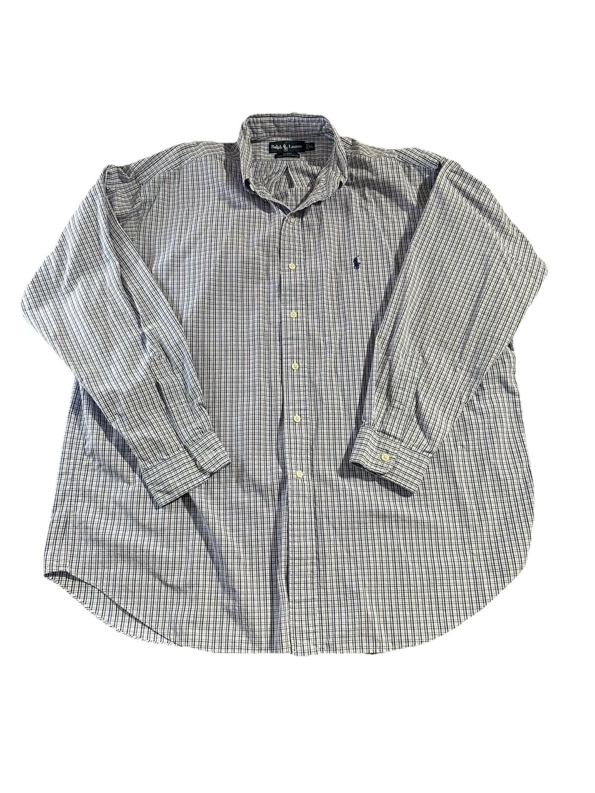 Polo Ralph Lauren Shirt Mens XL Blue Plaid Blake Long Sleeve Button Blue Pony