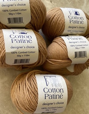 Lot of 5, Elsebeth Lavold, COTTON PATINE, 100% Cotton, 50gm/110m, col#14, Tan