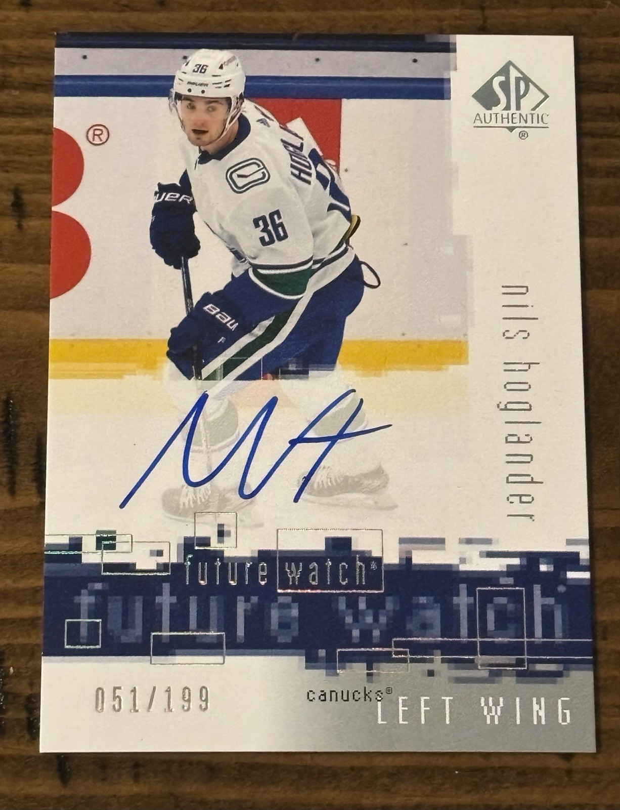 Nils Hoglander /199 - 2020-21 SP Authentic -2000-21 Retro Future Watch Auto R-NH