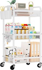 3 Tier Rolling Cart Metal Utility Storage Carts with Wheels, Craft Carts