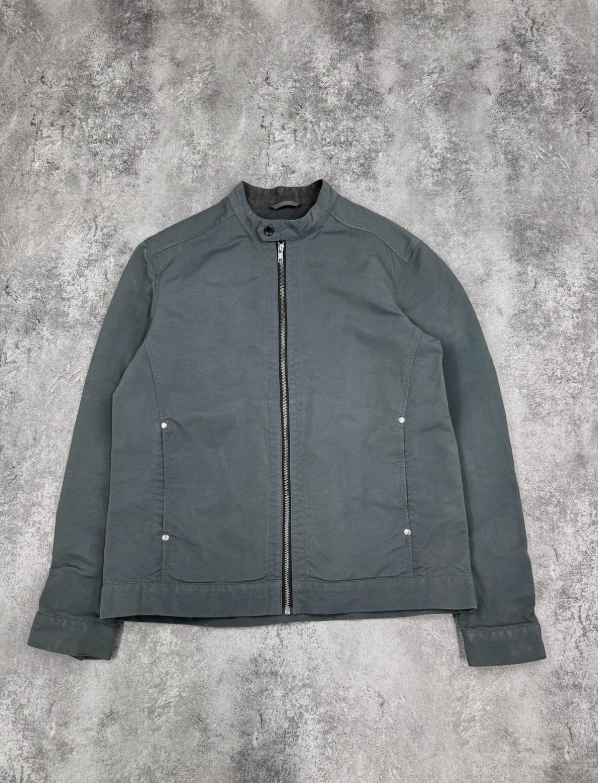 Reiss, Reiss Men Vintage Zip Jacket Muted Green Cotton Casual Size Large