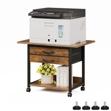 Large Printer Stand with Storage Fabric Drawer Under Desk Printer Table with ...
