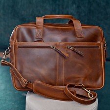 Womens Leather Laptop Bag Messenger Style Work Office Shoulder Bag