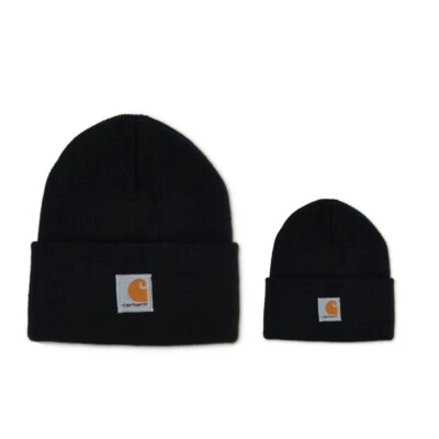 Carhartt Baby Hat with Matching Adult Beanie, Black. UK Stock. Fast Post