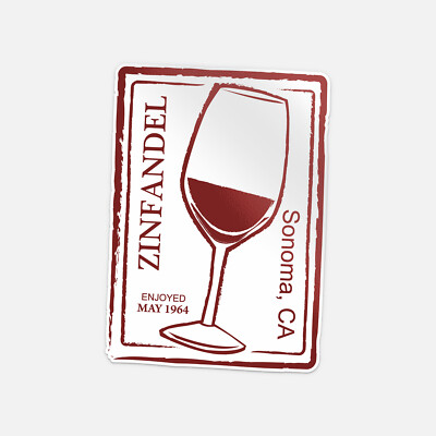 Zinfandel Wine Drink Retro Stamp Vinyl Sticker Decal