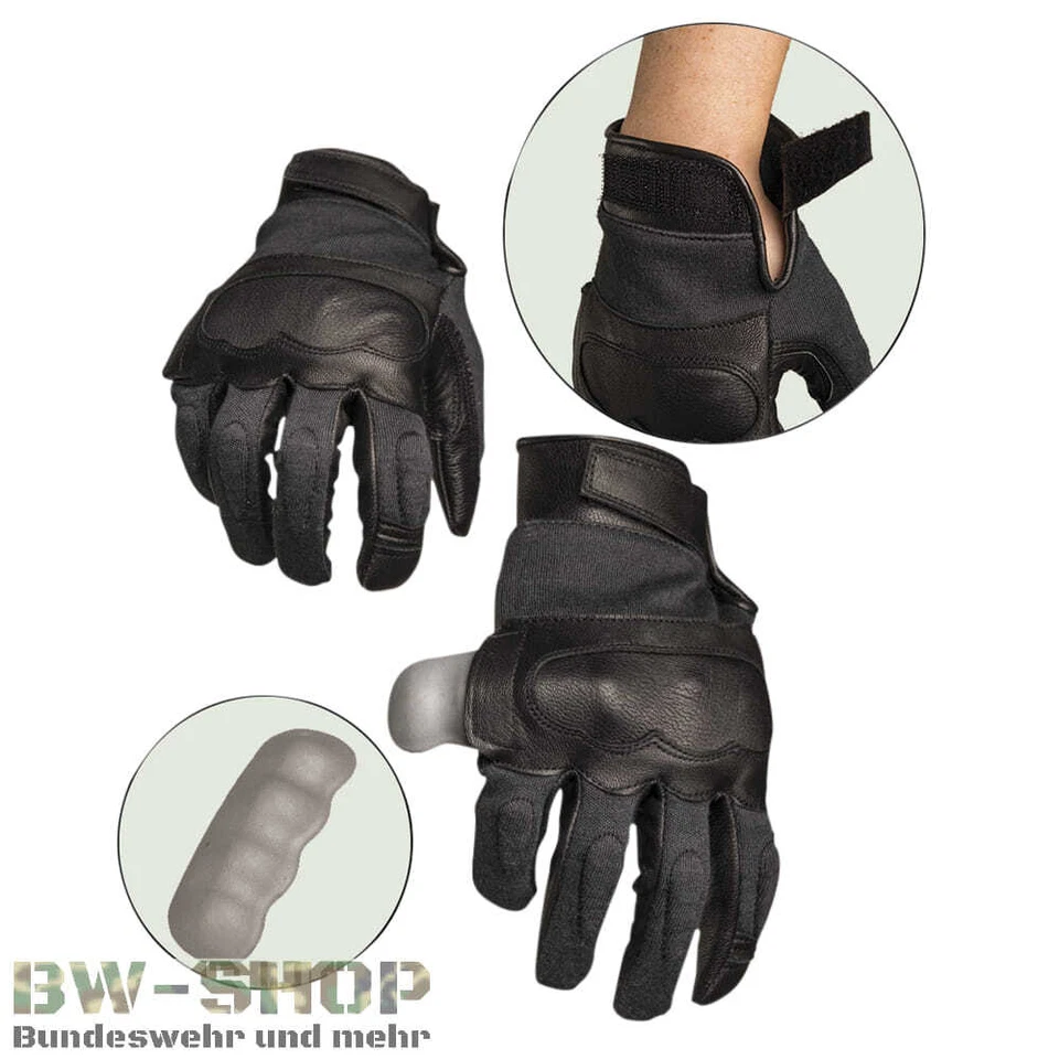 SECURITY TACTICAL SCHNITTSCHUTZ HANDSCHUHE SCHWARZ ARAMID ARMEE LEDERHANDSCHUHE  - Bild 2 von 2