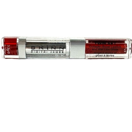 Skinn by Dimitri James Twin Set Collagen Boost Lipstick & Wet Lip Gloss-Red Heat