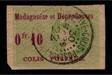 French Madagascar 1920s 10c Parcel Post Imperf Used - S38715