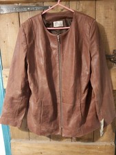 Elvi Women's 16 Real Brown Leather Jacket