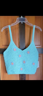 Sweet Republic Floral Patch Mint Crochet Tank Size XL New with Tags