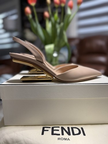 Fendi First Neutral Slingbacks Low Heel (2,5 In) Size EUR 38,5-US8.