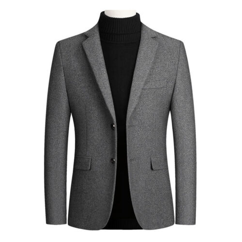 Business  Woolen Formal Two Buttons Pockets Suit  Casual - Afbeelding 1 van 16