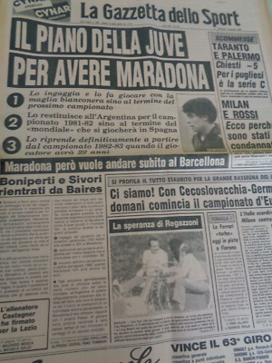 La Gazzetta Dello Sport / L'Equipe ? - 10/06/1980 - Maradona - Édition Originale