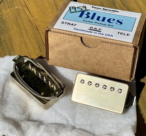 Tone Specific 1959 Blues PAF Humbucker Set Doppia Crema con Copertine Nichel - Foto 6 di 6