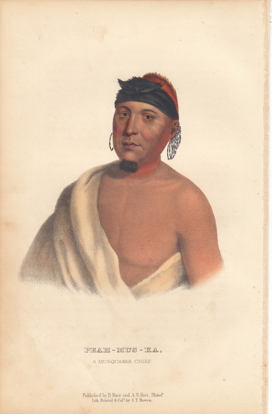 Rare McKenney and Hall Octavo Portrait Print 1855: PEAH-MUS-KA ...