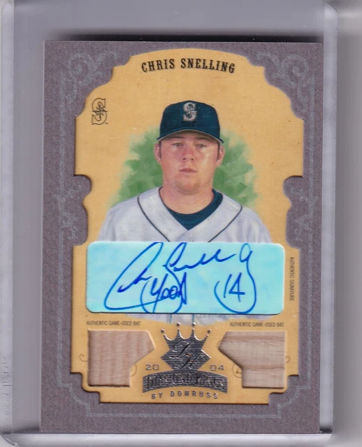 2004 Diamond Kings #77 Chris Snelling Autograph Dual-Bat Mariners 7/10 7162