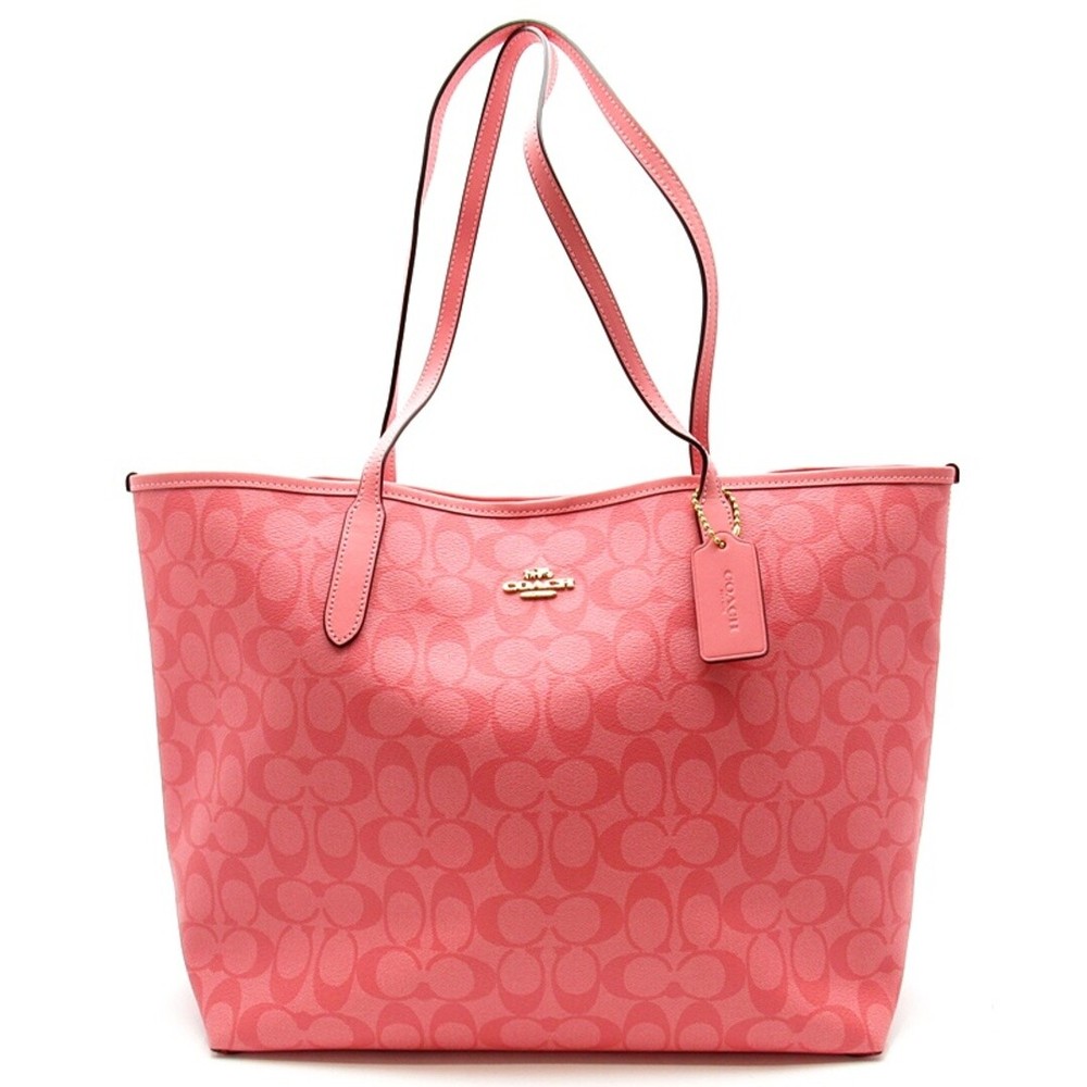 Coach Tote Bag Ca157 Pvc/Leather Ladies Pink Used