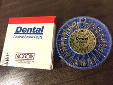 Dental Screw Post Authentic NORDIN Complete Kit Gold 120 Posts 2 Key Wrench Tool