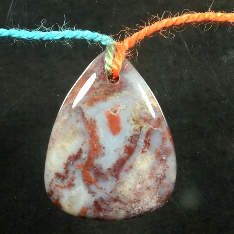 Colgante de cabujón de piedras preciosas de ágata musgo rojo 27x20x5 mm Foto 2 de 4