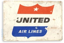 United Airlines Sign, Airplane Hangar, Retro Commercial Aviation Tin Sign C615
