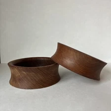 Set of 2 Kalmar Thailand Genuine Teak Salad Bowls 6” MCM Mid Century Modern