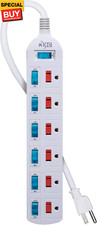 6 Outlet Power Strip with Multi-Outlet Independent Switches, Overload Protector,