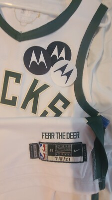 Milwaukee Bucks Black Motorola Patch for Game Jersey Nets Pacers
