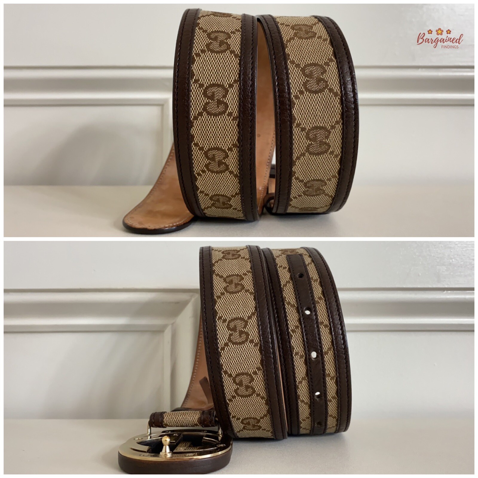 Authentic GUCCI Brown Monogram Canvas Bamboo Inte… - image 8