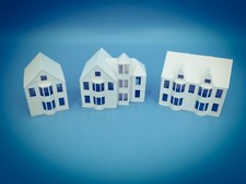 Set of 3 VICTORIAN HOUSES - City or Country N Scale 1:160 - USA MADE 3D - White