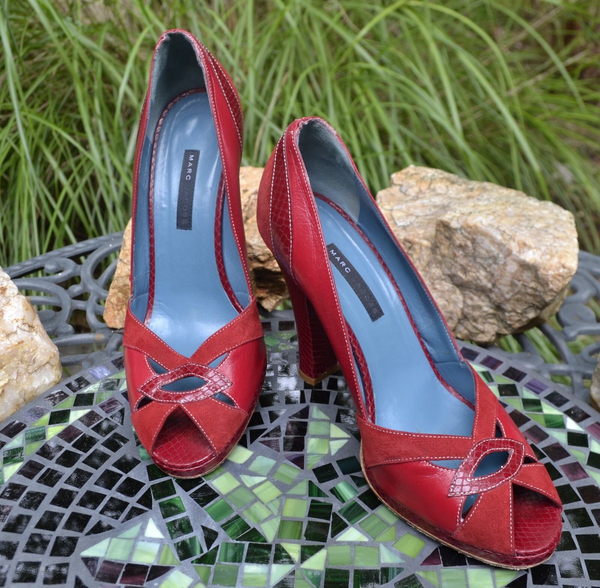 MARC JACOBS レッド ローファー イタリア製 Marc Jacobs Shoes Size 10 Red Block Heels 4.5” Open Toe
