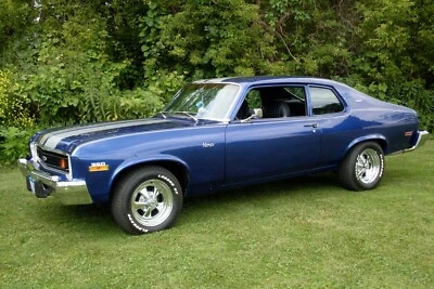 1973 Chevrolet Nova royal blue 350 CID | POSTER 24 X 36 INCH | Vintage classic