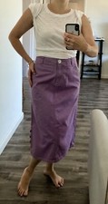 Vintage 80  s Lavender Purple Midi Skirt High Waist Size 4 By MetroStyle