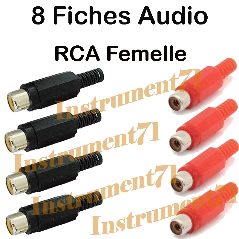 8 Fiches RCA Femelle Livrées en 2 Couleurs Rouge et Noir Connections à Souder - Photo 1/1