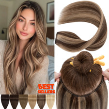 CLEARANCE 100 Human Hair V Shaped One Piece Clip In U-Part Remy Hair Extensions